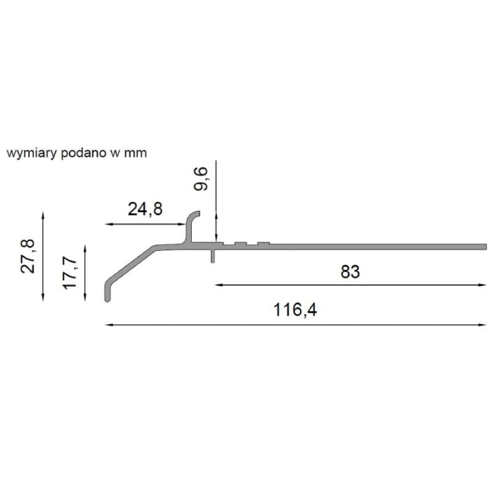 Profil okapowy K20 Renoplast - wymiary