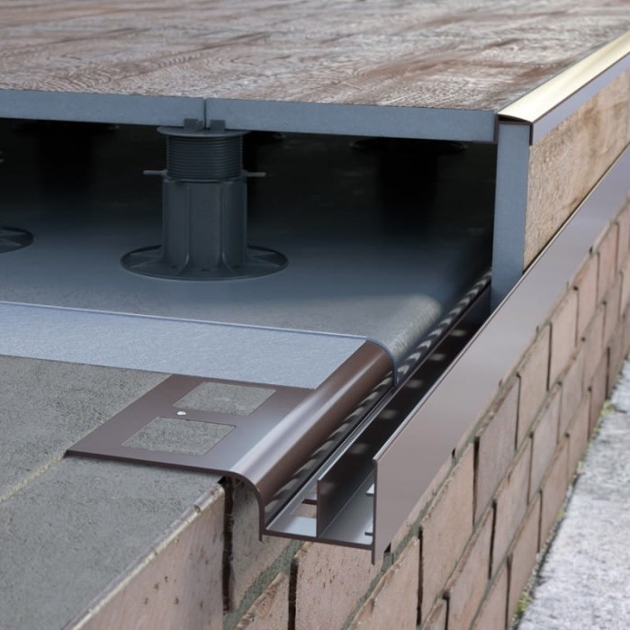 Profil zamykający do profili okapowych W20R wykończenie w płytkach grubowarstwowych