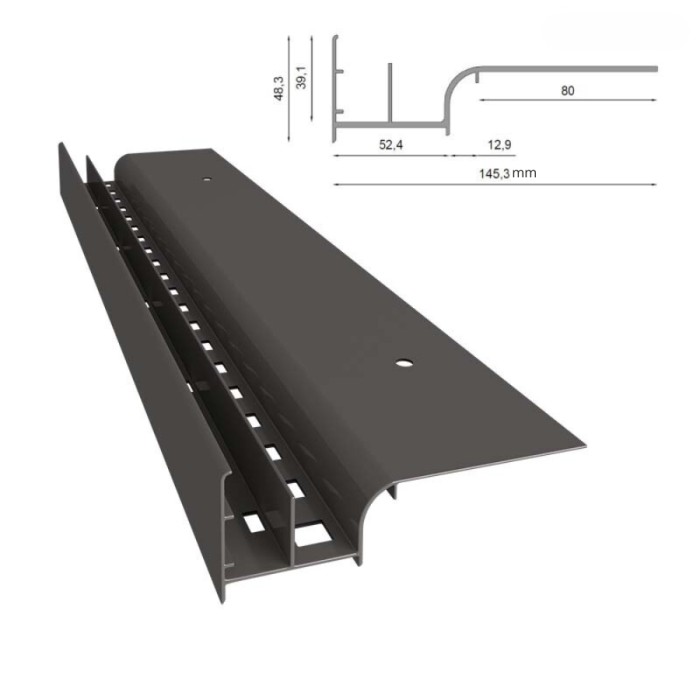 Profil okapowy W20 do tarasów wentylowanych / podniesionych Renoplast Grafit RAL 7024