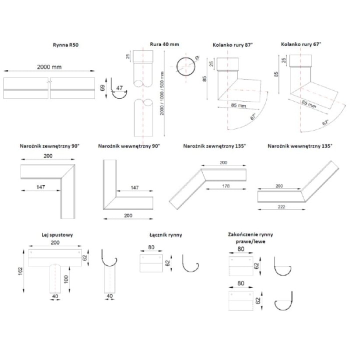 System rynnowy Renoplast R50