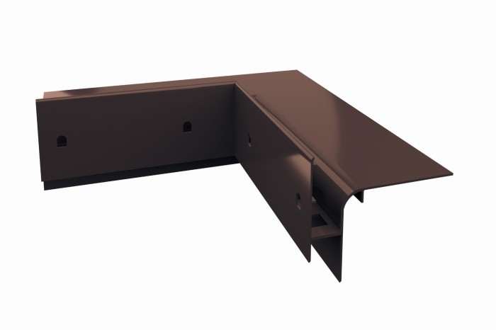 Narożnik wewnętrzny 90 stopni do profili okapowych W30R+ Renoplast Brąz RAL 8019