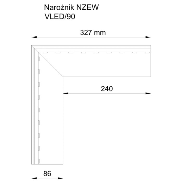 Narożnik schodowy zewnętrzny 90º V Led