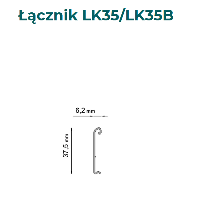 Łącznik do profili bocznych K35B -Wymiary