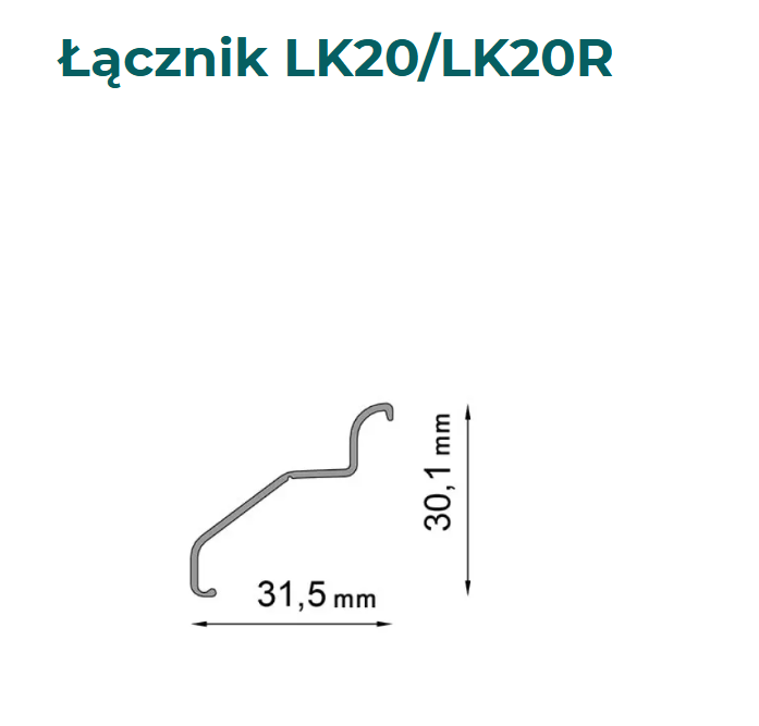 Łącznik do profili K20R - Wymiary