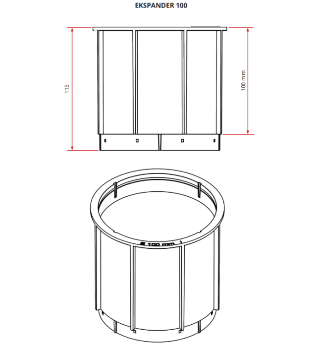 Ekspander do wsporników RENOPAD PRO - wysokość 100 mm