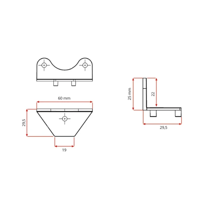 Nakładka pod legar do wspornika RENOPAD PRO- Wymiary