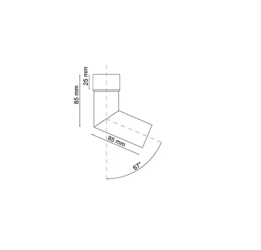 Kolano 67 stopni do rury spustowej R50 Renoplast - Wymiary