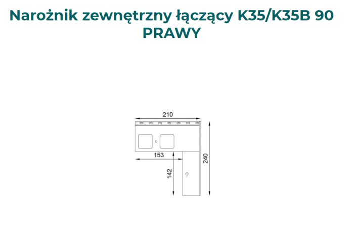 Narożnik zewnętrzny K35 do łączenia profili K35 z K35B Prawy