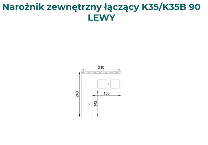 Narożnik zewnętrzny K35 do łączenia profili K35 z K35B Lewy