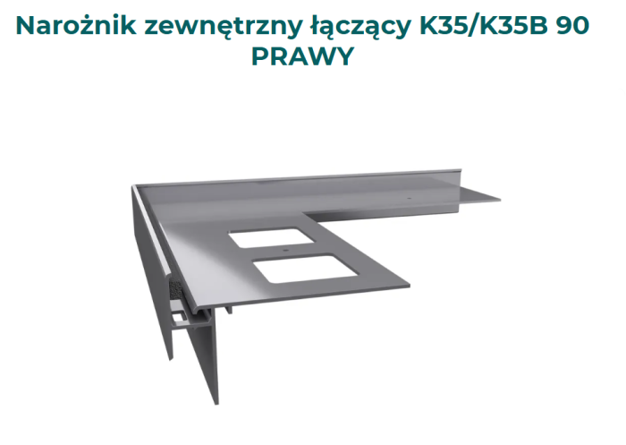 Narożnik zewnętrzny K35 do łączenia profili K35 z K35B Prawy