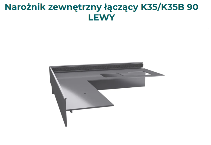Narożnik zewnętrzny K35 do łączenia profili K35 z K35B Lewy