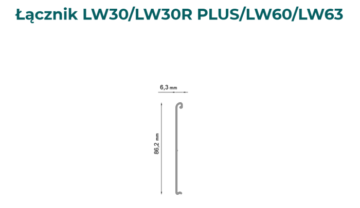 Łącznik do profili W63 Renoplast- Wymiary