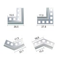 Wymiary narożników do profili okapowych K40 Renoplast