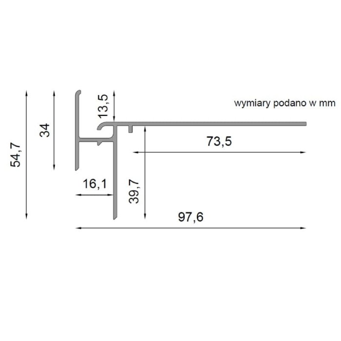 Profil okapowy K35 Renoplast - WYMIARY