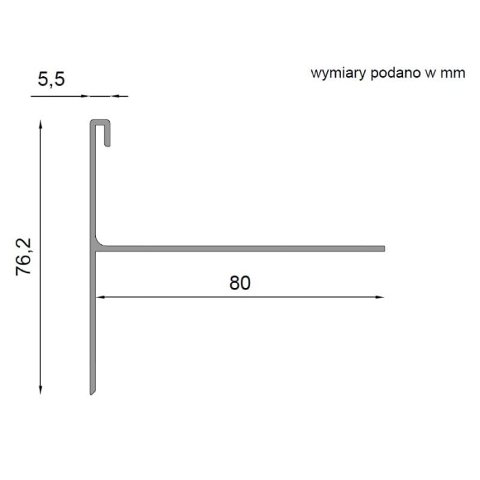Profil okapowy boczny W35B Renoplast - Wymary