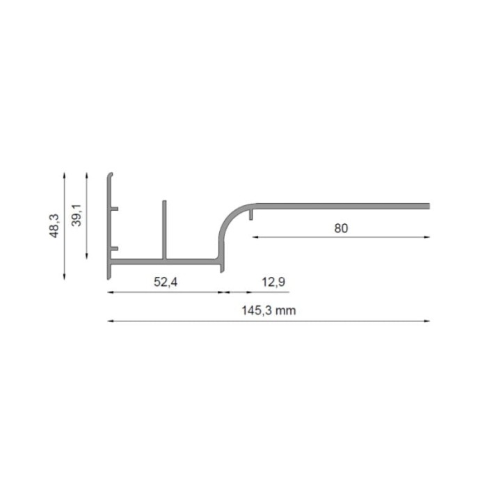 Profil okapowy W20 do tarasów wentylowanych / podniesionych Renoplast - wymiary