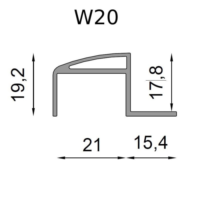 Profil okapowy W20Z Renoplast - wymiary